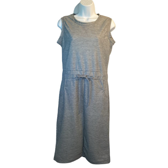 Essentials Basic Sleeveless Casual Drawstring Midi Dress Gray Size Medium - Picture 1 of 11